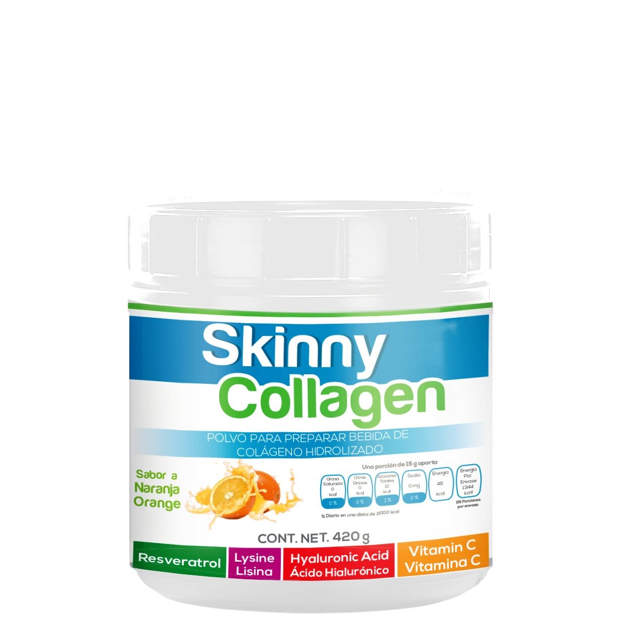 COLAGENO SKINNY SERIES COLLAGEN VITAMINA C ACIDO HIALURONICO 420 g